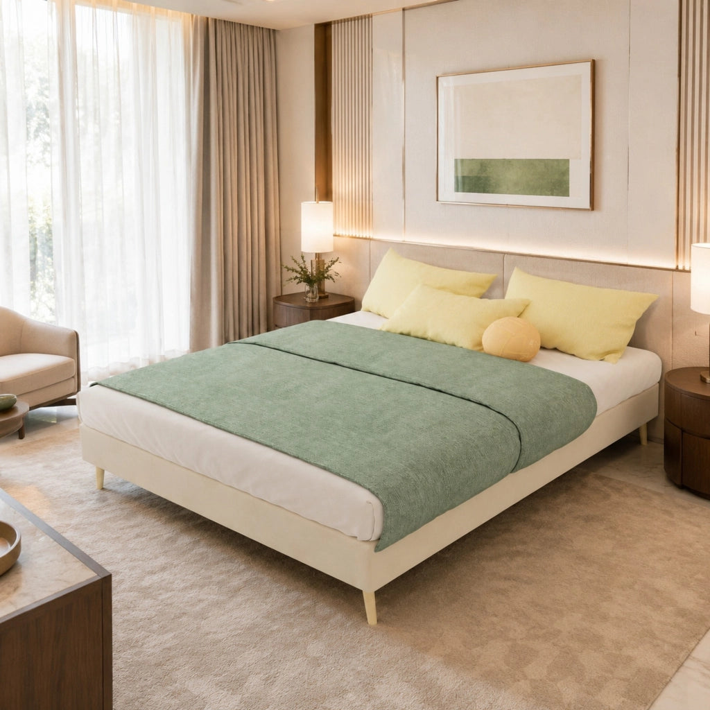 Letto matrimoniale 140x200 cm in velluto Dutch beige