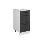 Mobiletto base per cucina R-Line Antracite rustico/Bianco 40 cm con cassetti, senza piano di lavoro Vicco