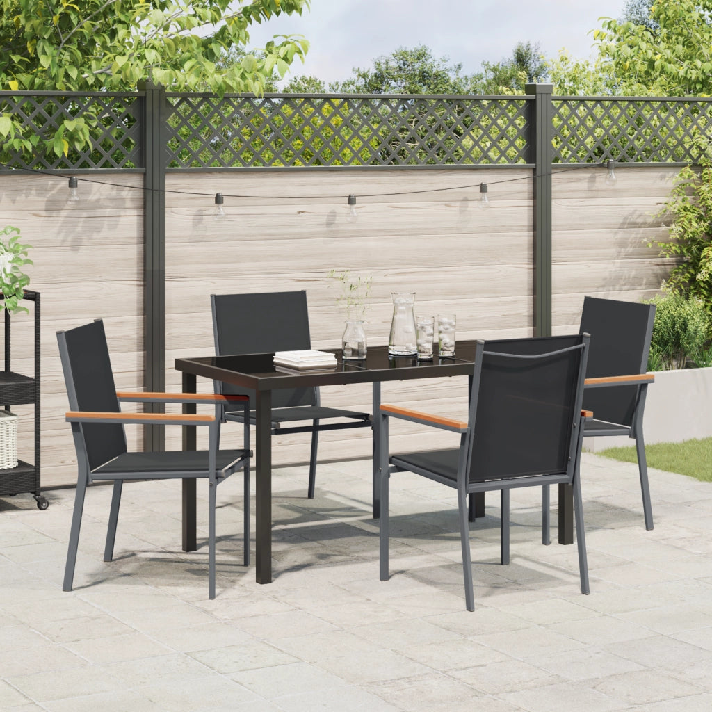 Set da pranzo da giardino 5 pezzi in Textilene e acciaio nero