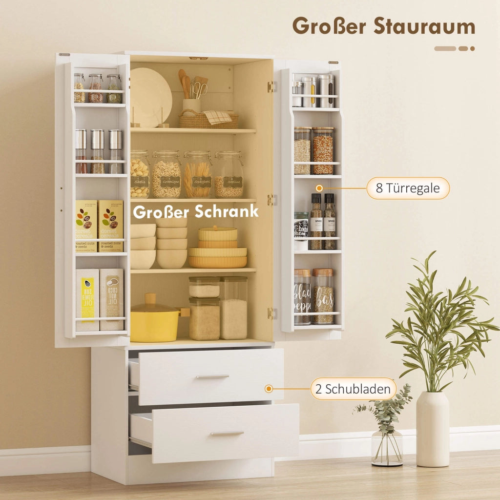 Armadio Cucina con Cassetti e Ripiani ¨C zephmum ¨C Bianco 159x