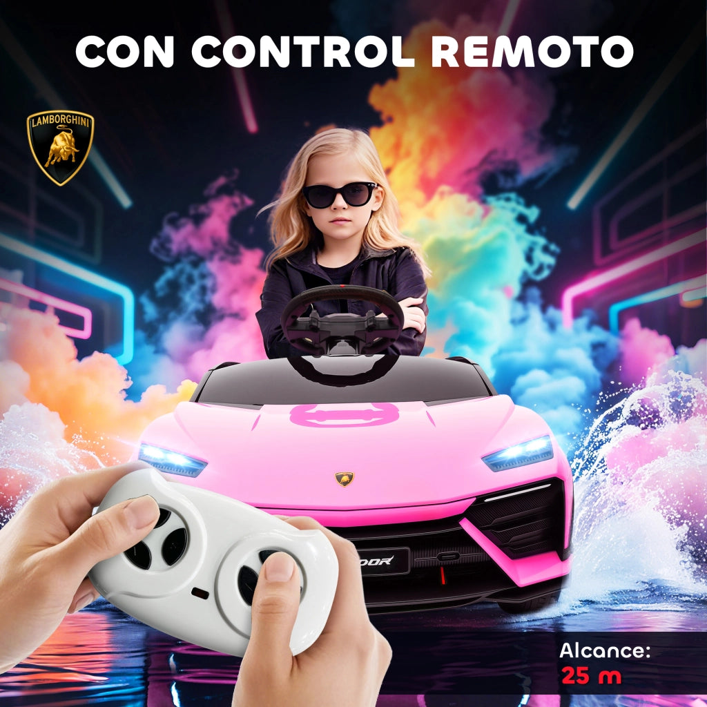 Auto Bambini Lamborghini Elettrica 12V ¨C zephmum ¨C Rosa con Telecomando