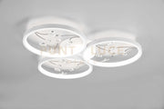 GROOVY PLAFONIERA LED 30W 3800lm, 4000K 3 CERCHI CON DECORI GEMME TRASPARENTI BIANCA CON FUNZIONE DI REGOLAZIONE INTENSITA' CON NORMALE INTERRUTTORE A PARETE D. 62CM