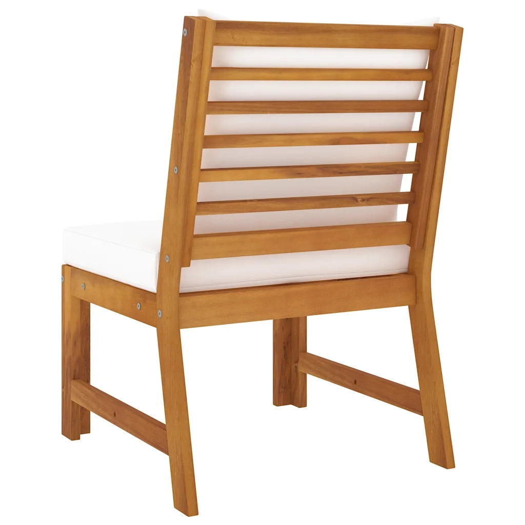 Divano Centrale Modulare con Cuscini Crema in Massello Acacia 311842