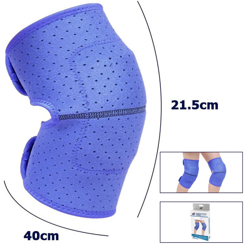 Trade Shop - Coppia Ginocchiere Fascia Tutore Anallergica Lavabile Per Bambini Colore Blu M -