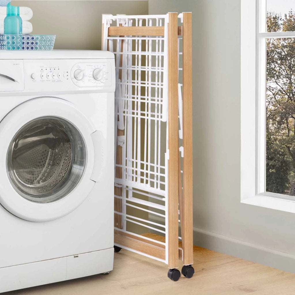 IDMarket - Stendibiancheria di design DELUXE in finto legno con appendiabiti