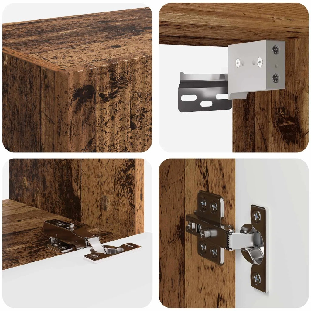 Set di Mobiletto da TV a Parete 4 pcs Legno vecchio