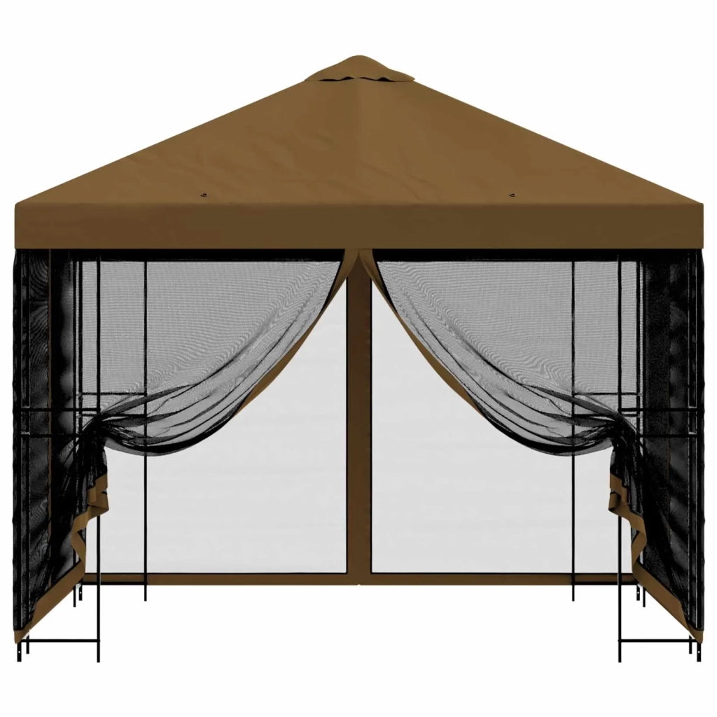 Gazebo da giardino con pareti laterali 3 x 3 m Tortora 900342