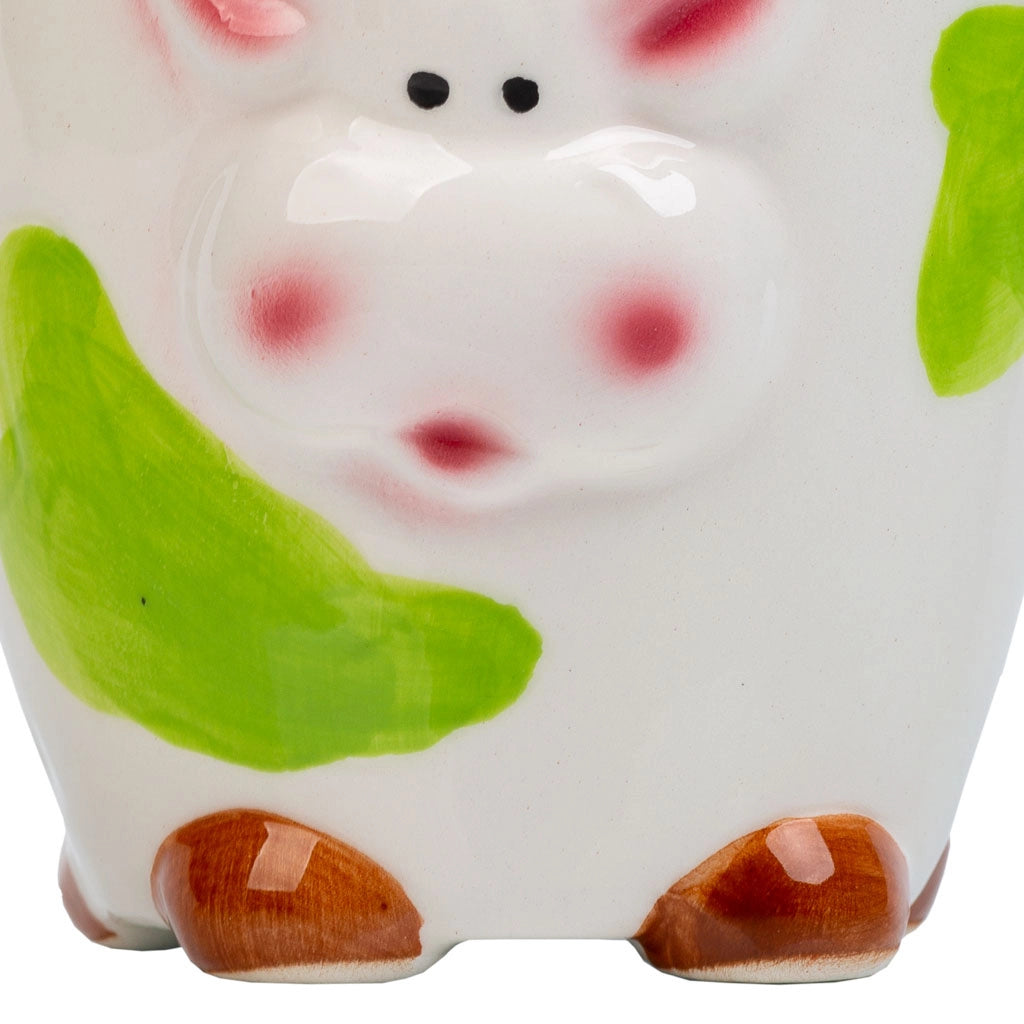 Portapenne mucca in ceramica verde d7,5x10h