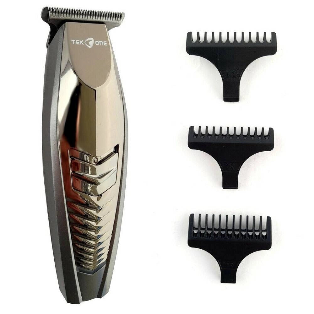 Trade Shop - Rasoio Elettrico Regolabarba Taglia Capelli Batteria Ricaricabile 3 Pettini 3910 -