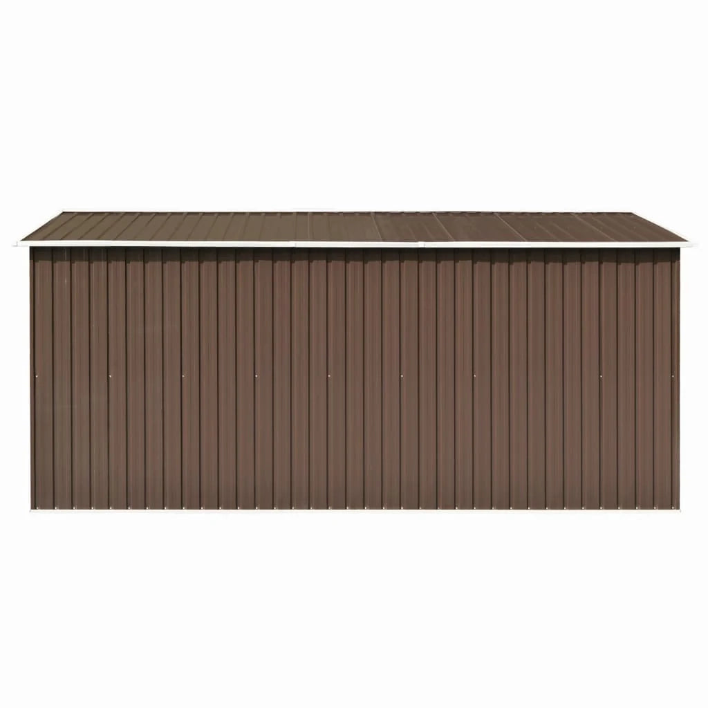 Casetta da giardino cabina ripostiglio casetta da esterno robusta casetta per attrezzi 257 x 392 x 181 cm metallo marrone 02_0022168
