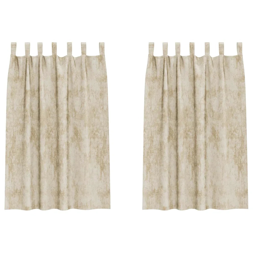 Tende in Velluto con tende 2 pcs Crema 175 x 140 cm Velluto 4107734