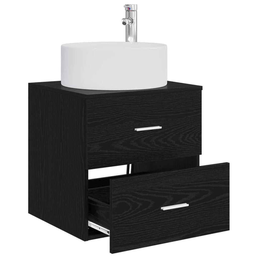 Mobile Lavabo da Parete Rovere Nero 49,5 x 44,5 x 65,5 cm