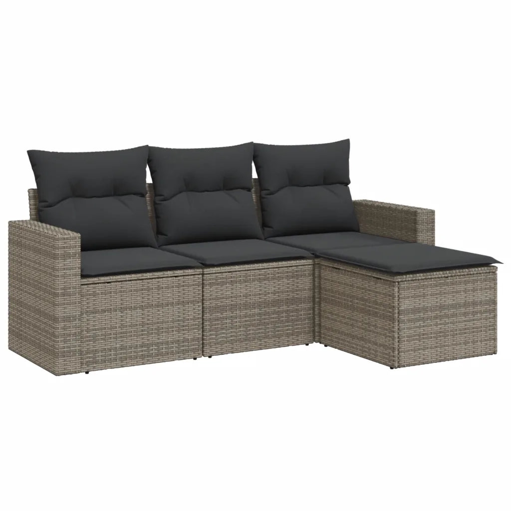 Salotto da Giardino-Set Divani da Giardino 4 pz con Cuscini in Polyrattan Grigio 842301