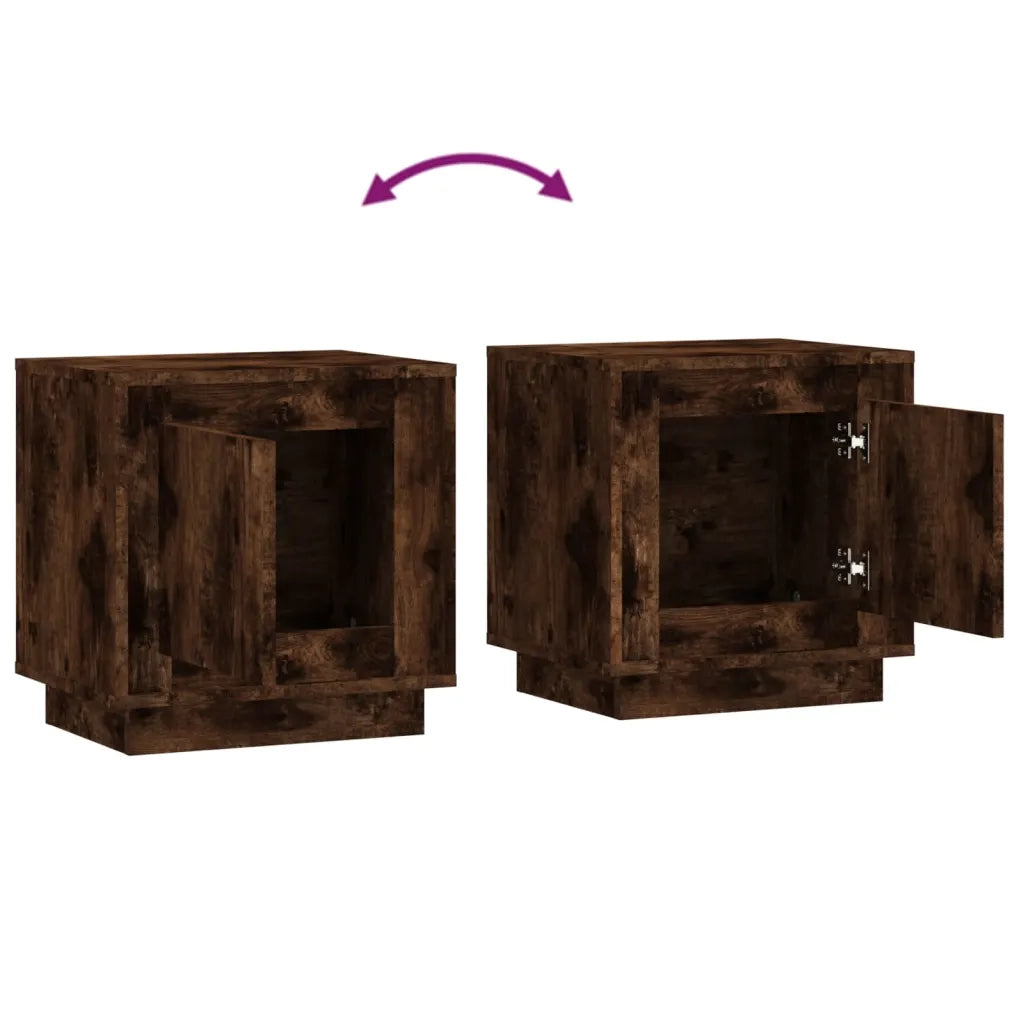 Set di 2 Comodini | Armadio da Notte | Mobiletto da notte Rovere Fumo 44x35x45 cm in Legno Multistrato