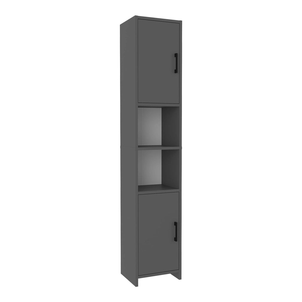 Mobile a Colonna Rautrina a 2 Ante e Scomparti Aperti 180 x 35 x 30 cm - Antracite [en.casa]