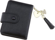 Portafoglio Premium con chiusura a cerniera per uomini e donne - Con catena da chiave - 23 tasche per carte - Nero