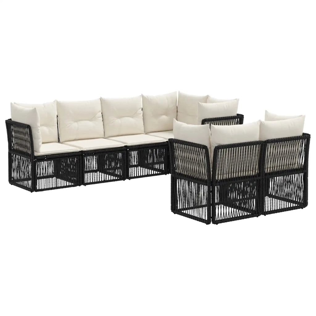 Set Divano da Giardino 7 pz 7-Numero di posti Nero polyrattan 3434281