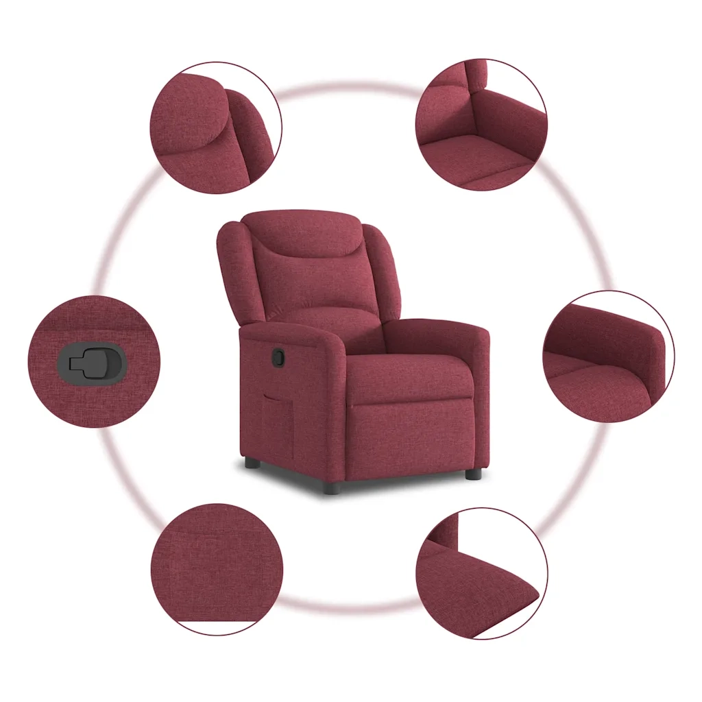 Divano Sedia-Poltrona Reclinabile in Tessuto Rosso Vino 543791