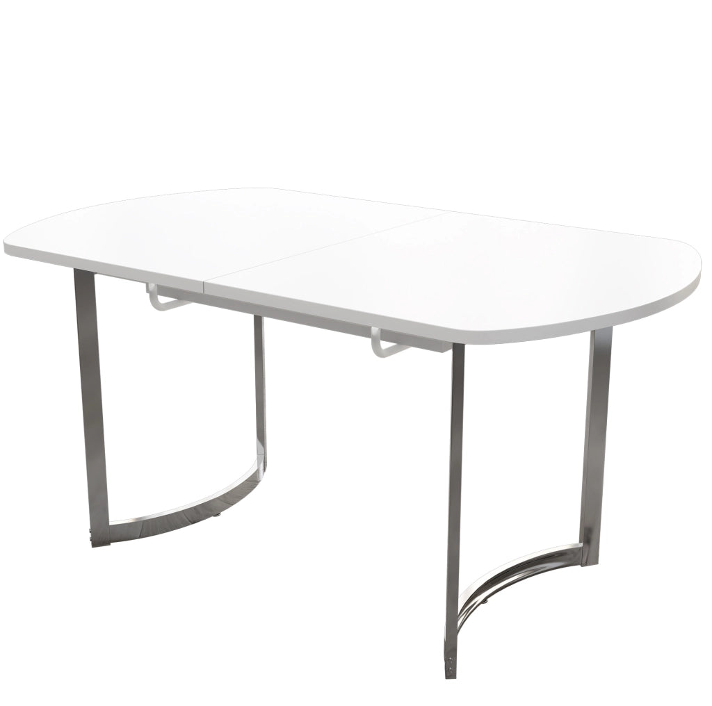 Tavolo da pranzo allungabile 140/180 x 80 cm in MDF bianco con gambe argentate