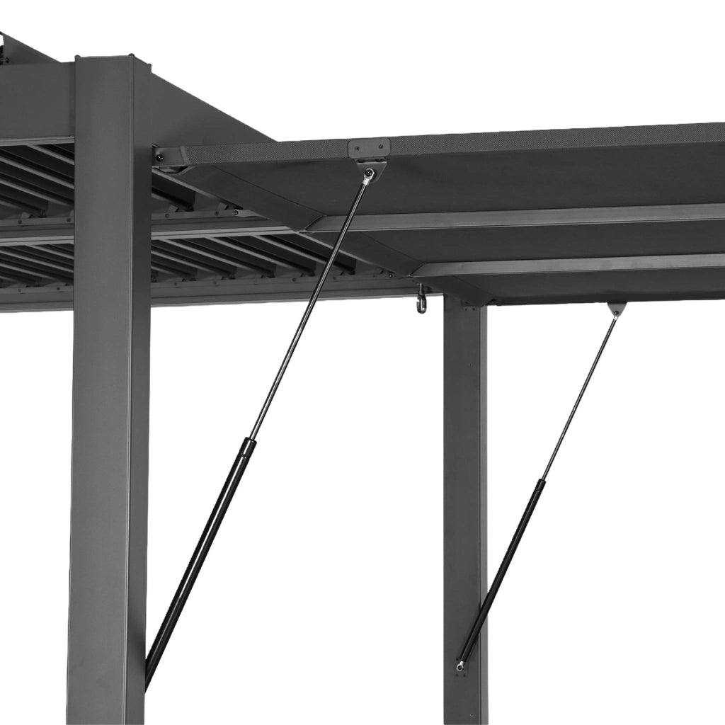 Pergola bioclimatica 3x4m in alluminio e acciaio + tenda 3m, antracite