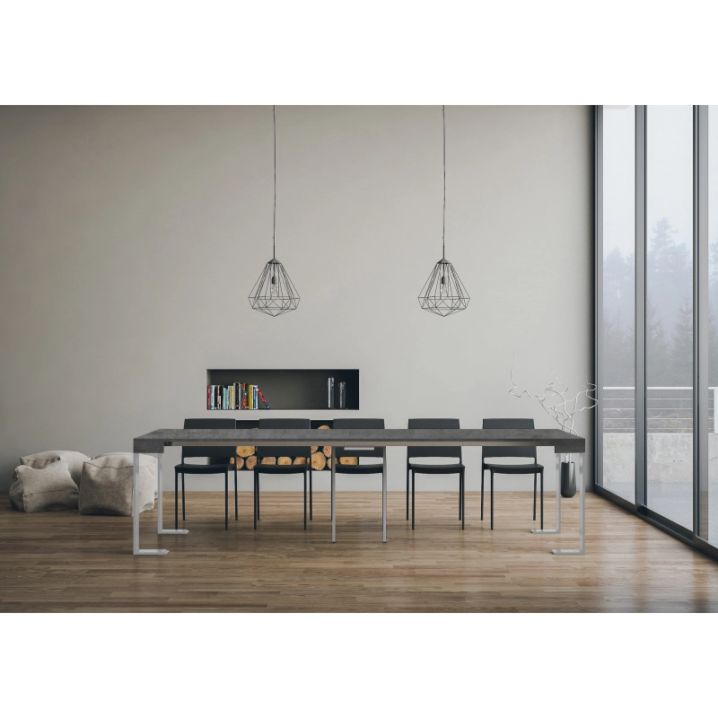 Consolle allungabile 90x40/300 cm Tecno telaio Bianco - Noce