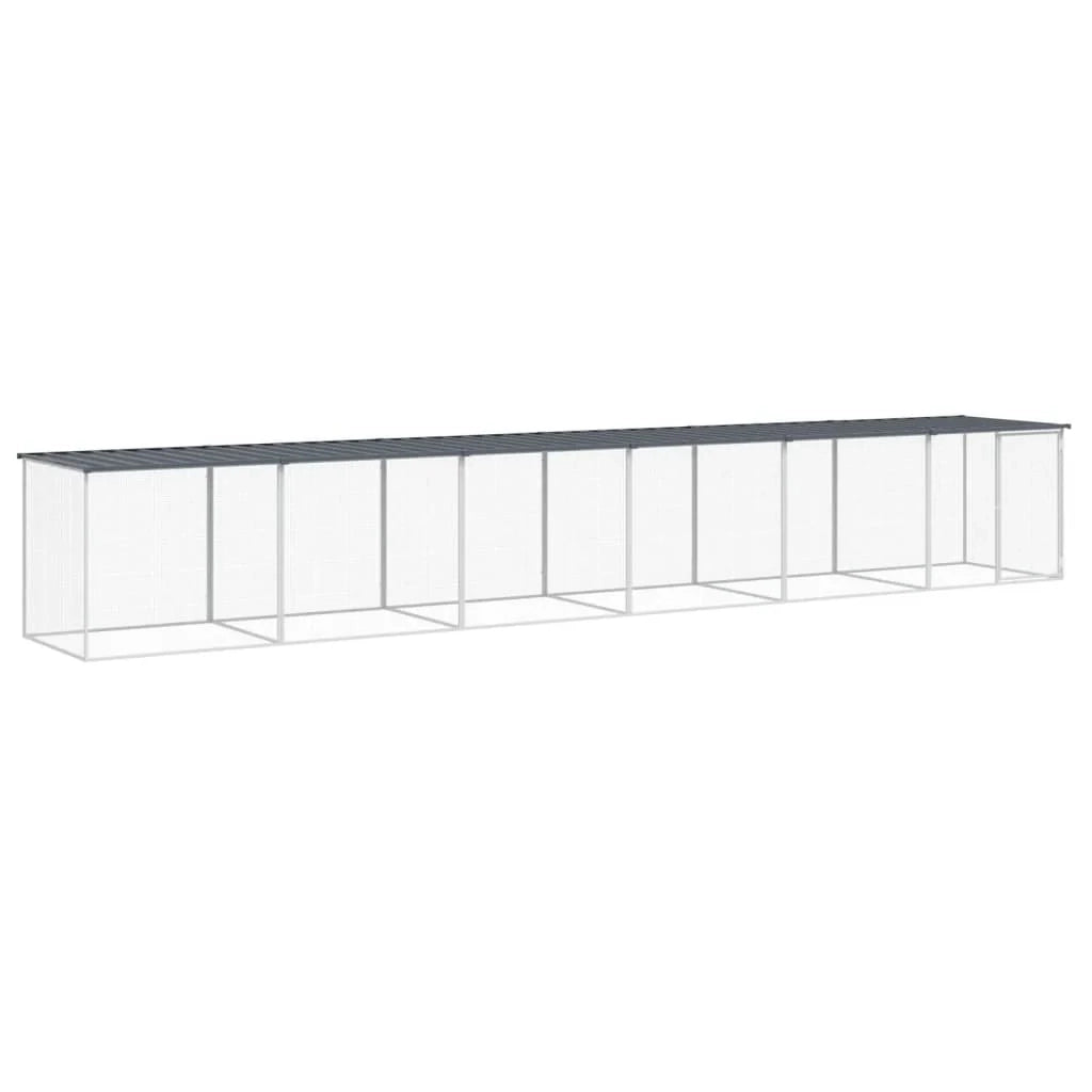Recinto per pollaio con tetto 603 x 98 x 90 cm in acciaio zincato antracite 02_0043975