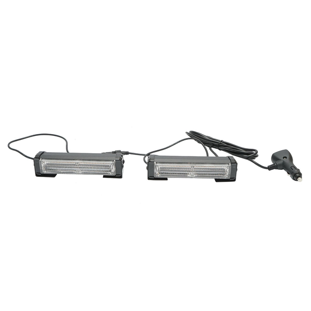 Set di 2 lampade LED gialle 12V, 18W, 17 modalità stroboscopiche, alloggiamento in alluminio 165x42x42mm