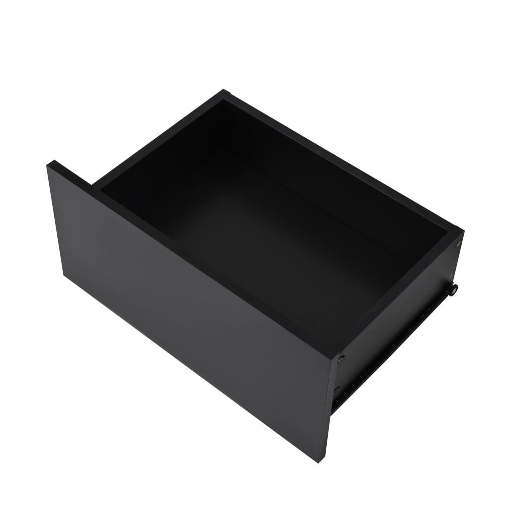 Tavolino da salotto moderno con LED, 2 cassetti e vano aperto
