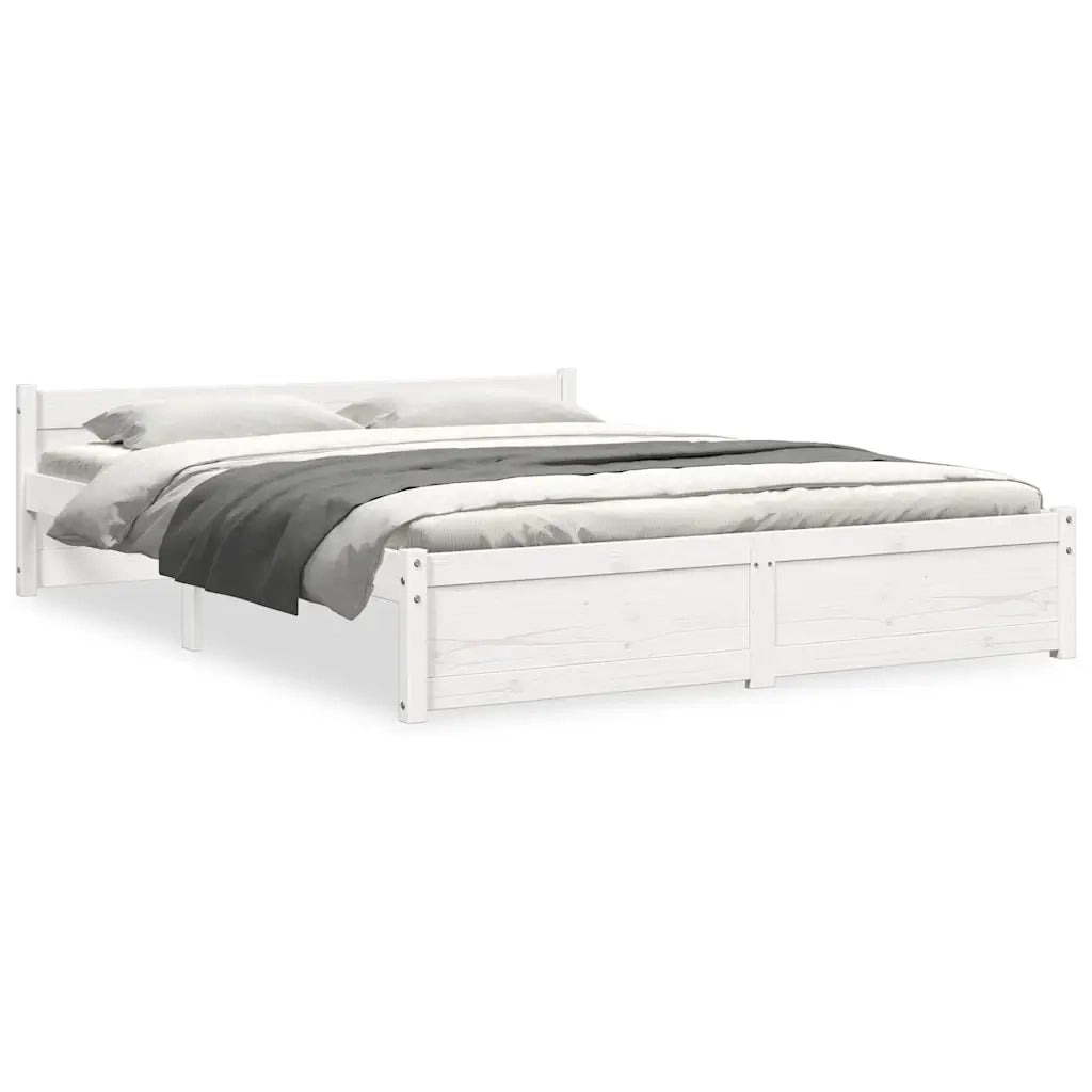 Giroletto-Struttura Letto Bianco in Legno Massello 150x200 cm King Size 320434