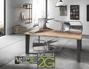 Tavolo fisso in legno rovere impiallacciato 250x100  spessore 4 cm e gambe in ferro (916) - Mobili 2G