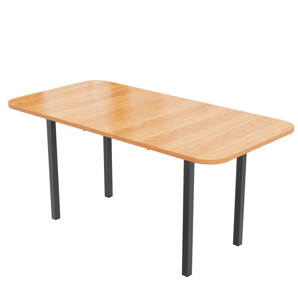 Tavolo da pranzo allungabile in MDF con supporto in lega; colore rovere bianco americano