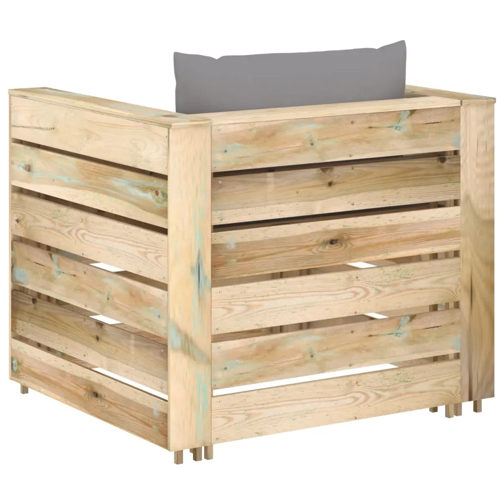Set Salotto da Giardino 2 pz con Cuscini Legno Impregnato Verde 3074532