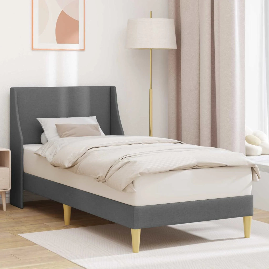 Struttura del letto Grigio scuro 100 x 200 cm Tessuto