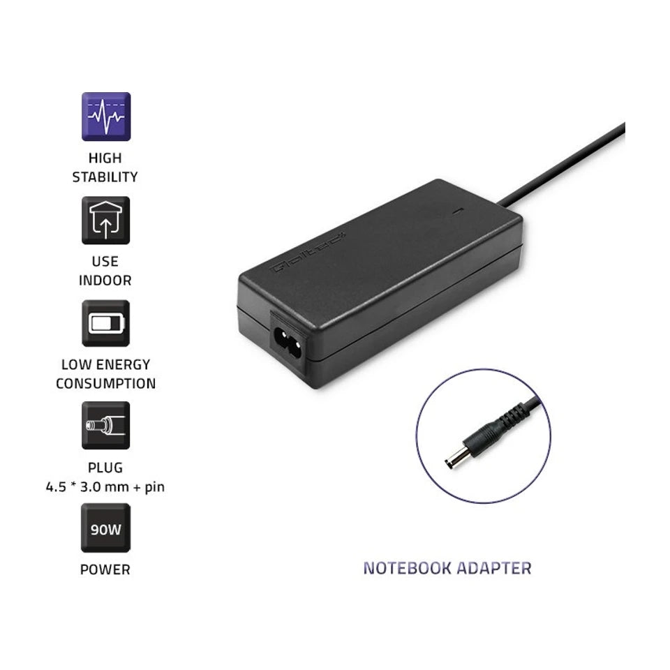 Adattatore di alimentazione Qoltec 51516 per Dell | 90W | 19.5V | 4.62A | 4.5*3.0+pin | +cavo di alimentazione