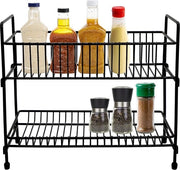 Kruidenrek Veloce - Organizzatore di Spezie a Due Livelli con Pannelli di Vetro per la Cucina, Risparmio di Spazio
