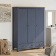 Armadio a 3 Ante Hill Grigio 127x50x170 cm in Legno di Pino 288953