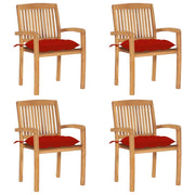 Sedie da Giardino Impilabili 4 pz con Cuscini Massello di Teak cod mxl 24317