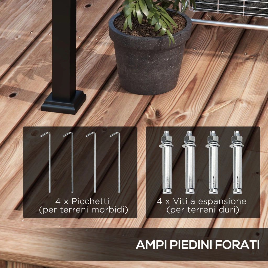 Pergola Gazebo 3x4 m ¨C Zephmum ¨C Grigio Acciaio Poliestere Tettuccio Retrattile