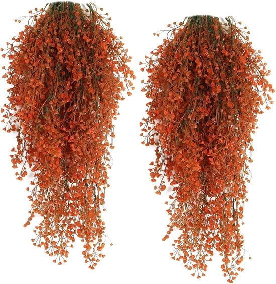 Quattro pezzi di piante artificiali - Nepvarens grandi in tonalità autunnali (80 cm) - Decorazione esterna resistente al gelo per muro, giardino e balcone