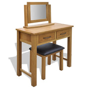 Toeletta tavolo da trucco di design mobili per camera da letto con sgabello legno massello di rovere 02_0006405