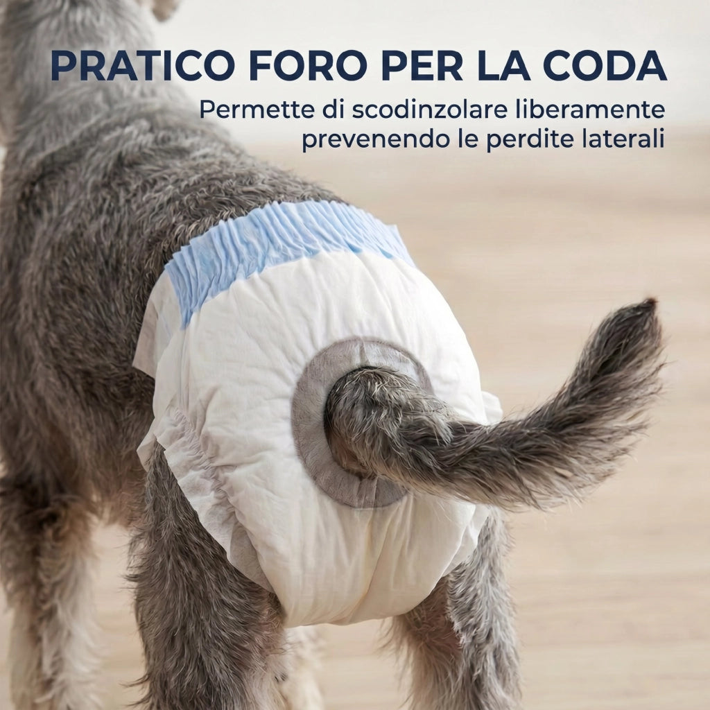 48 pezzi Pannolini per Cani Femmina Taglia M 48x35x1 cm con Fascia Elastica Regolabile Bianco