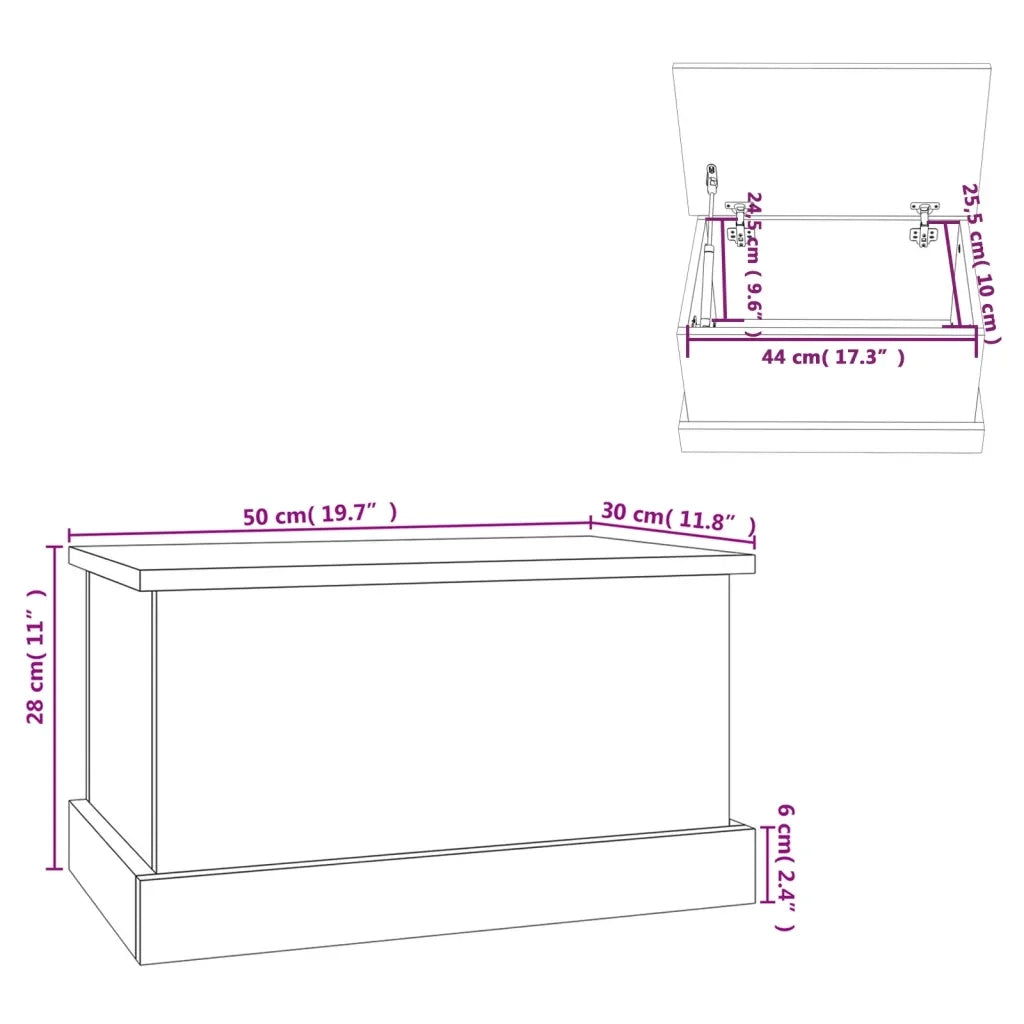 Contenitore Rovere Fumo 50x30x28 cm Legno Multistrato 816501