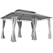 Gazebo da giardino 6 lati ¨C Minimal ¨C 4x3 m grigio scuro impermeabile