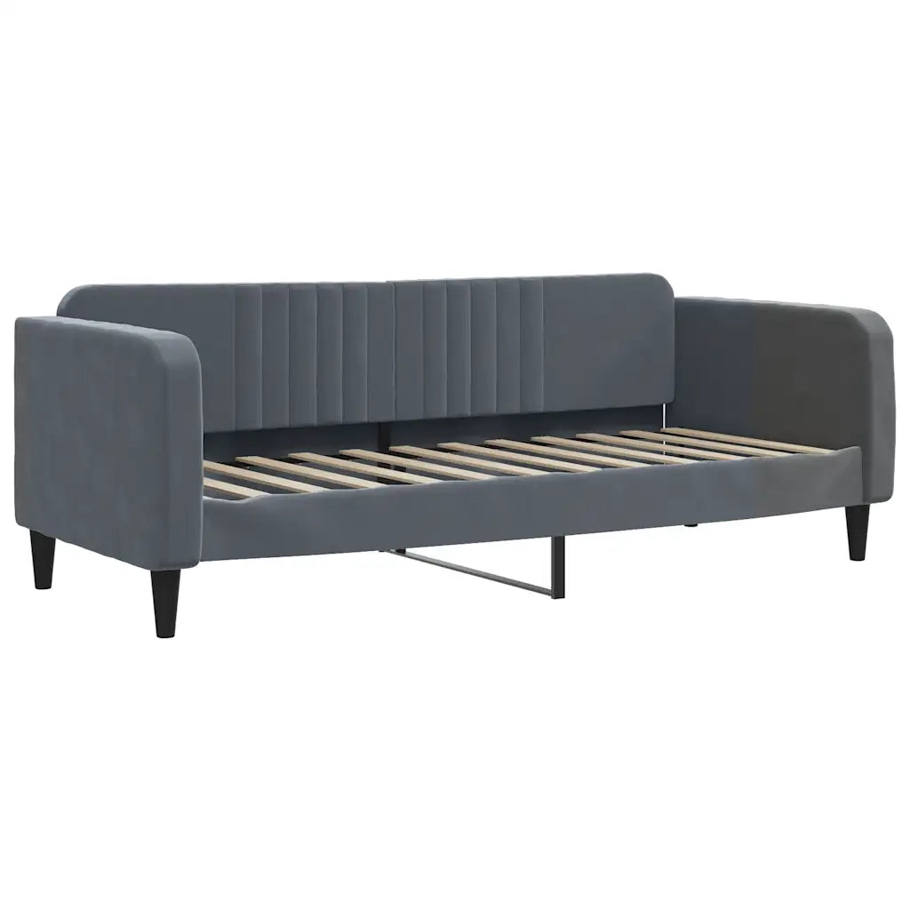 Divano Letto con Materasso Grigio Scuro 90x190 cm in Velluto