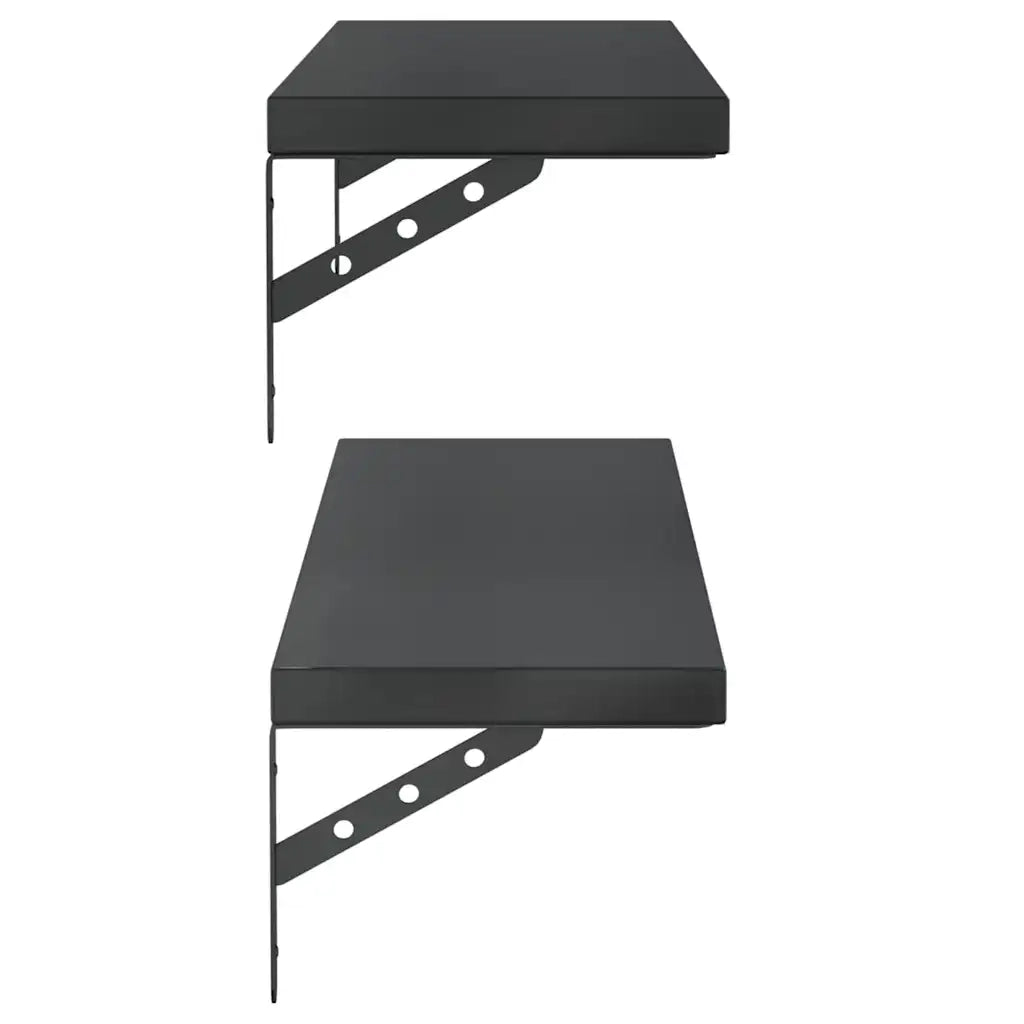 2 pz Mensole a Muro | Scaffale Parete | Ripiano a parete 100x23,5 cm Nero in Acciaio Inossidabile