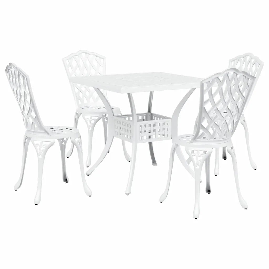 Set di Tavolo da Giardino 5 pcs Bianco Alluminio pressofuso 3334754