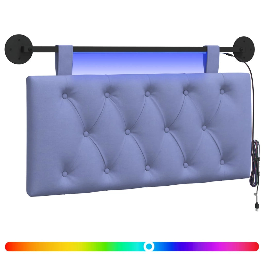Testiera | Testata sospesa Con luce LED Blu jeans Tessuto