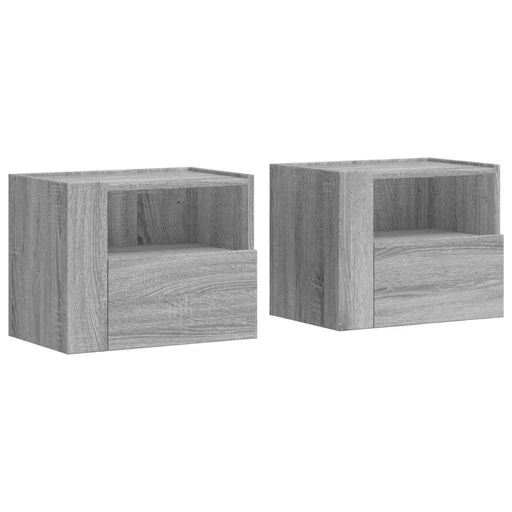 vidaXL Comodini a Muro 2 pz Grigio Sonoma 45x30x35 cm