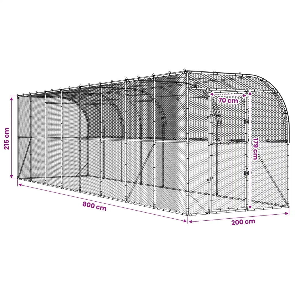 Gabbia per Polli Contro il Muro Argento 600 x 150 x 215 cm 3434738