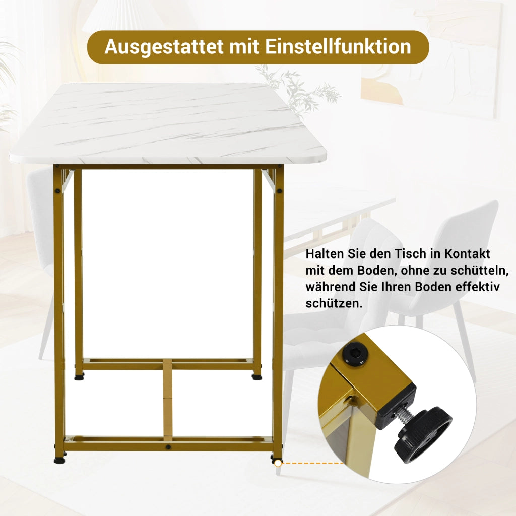 TAVOLO DA PRANZO 120x70 cm MDF Dorato con gambe in metallo